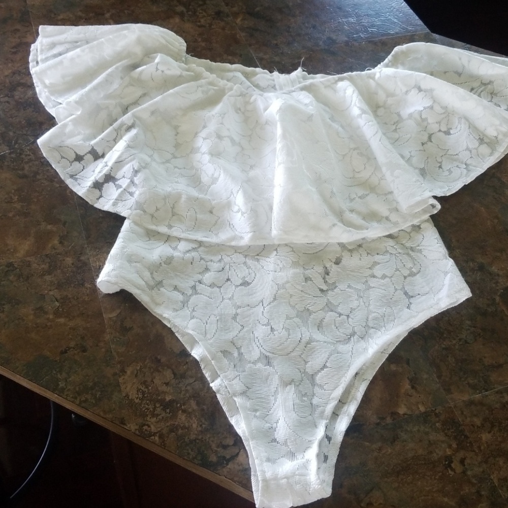 White floral lace onzie.